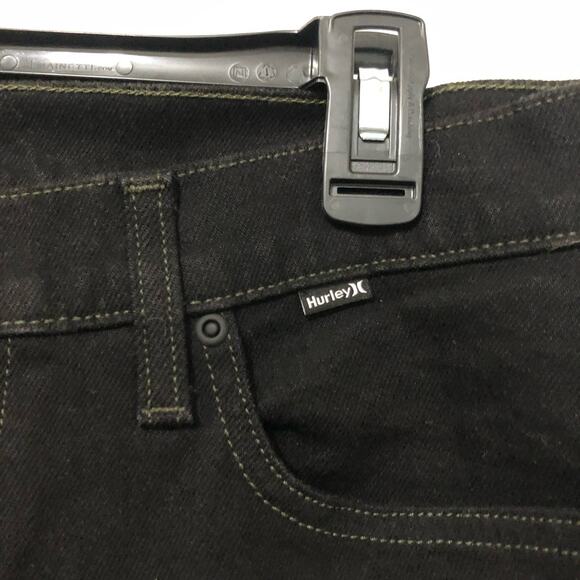 Hurley Men's Jeans Size 30 Black Denim Stretch Straight Flat Fronts Slim Fit - Picture 9 of 9